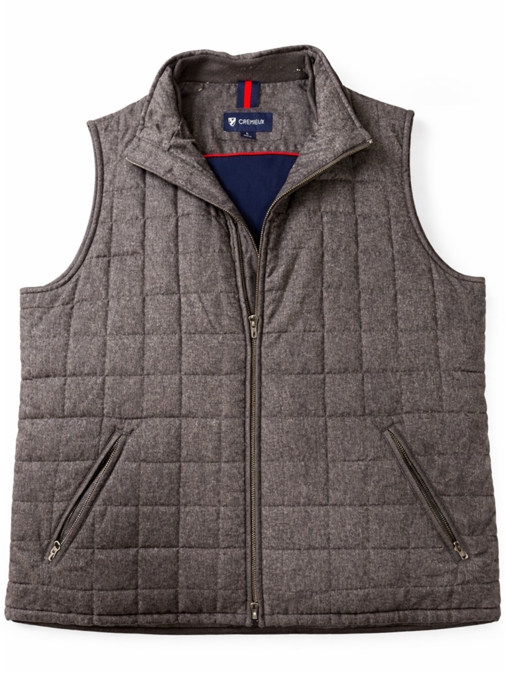 Cremieux Mens Large Gray Quilted Full Zip Fall Vest